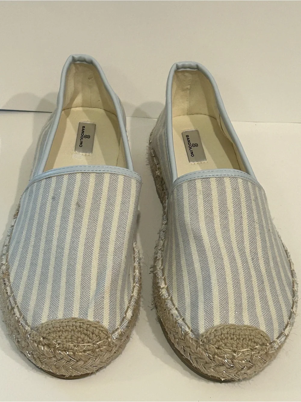 Bandolino Women's Blue Striped Canvas Espadrille Shoes Jute Trimmed Sole